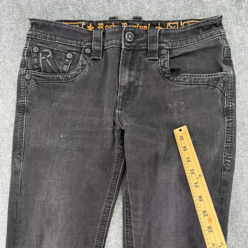 Rock Revival Jeans Mens 34 (Fits 36x30) Faded Black Triton Slim Straight Stretch